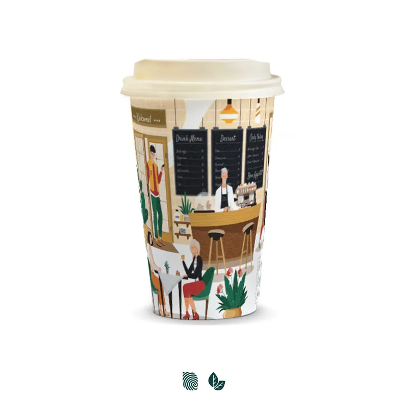 Compostable Paper Coffee Cup 350ml, branded promotional product